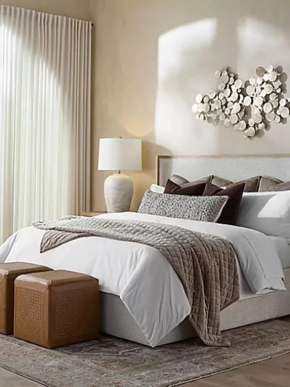 Ann Gish Quilted Velvet King Coverlet Ensemble in Light Taupe, NEW, Art of Home